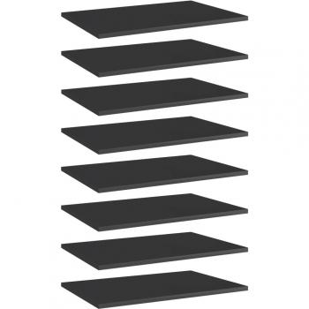 High Gloss Black Bookshelf Boards - 8 Pieces, 60x40x1.5 cm (Engineered Wood)