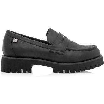 Mocasines Planos de Mujer Mustang Lenox 59370 Negros con Suela Dentada