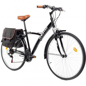 Moma Bikes Bicicleta Trekking / Paseo HYBRID 28, Alu, SHIMANO 18V, Susp. Delant.
