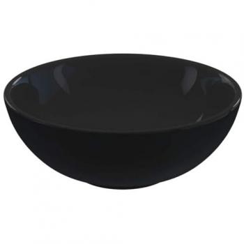 Gloss Black Ceramic Wash Basin Ø28x10 cm - Elegant Countertop Sink for Modern Bathroom/Kitchen