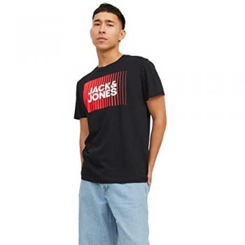 Camiseta Hombre Jack & Jones - Negra - Estampado Pigmento - Cuello Redondo - Talla XXL