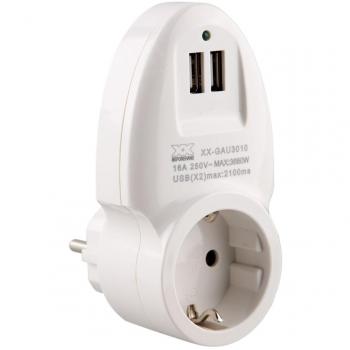 Adaptador Doble USB Onlex 16A Blanco
