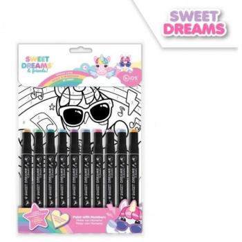 Pinta con Números Sweet Dreams & Friends Pergamino - Kit de pintura por números, incluye lienzo preimpreso, pinceles y pinturas acrílicas, diseño infantil y colorido, fácil de seguir por áreas numeradas