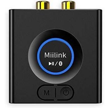 1Mii Receptor Audio Bluetooth 5.0 Inalámbrico, Adaptador Audio Bluetooth de Baja Latencia con Salida Bluetooth RCA/ Jack AUX 3.5 mm para Altavoz, Amplificador, Modo de Graves, 12 Horas de Batería