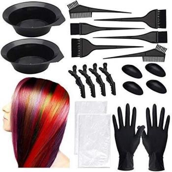 Kit de tinte de pelo para colorear, kit de herramientas de salón de belleza, chal de pelo desechable, peine de cepillo, cuenco para tintar el cabello, cepillo de tinte, cubierta de oreja