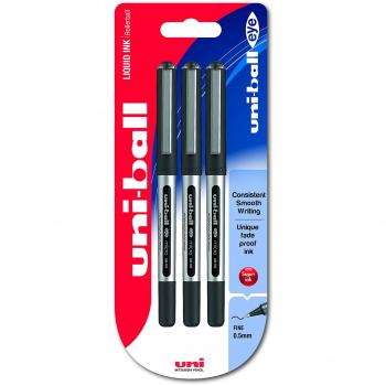 Bolígrafo Rollerball Uni-Ball Eye Micro UB-150 Negro, Pack de 3, Punta 0.5 mm
