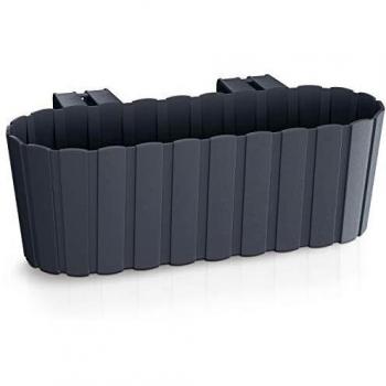 Prosperplast Boardee Hook - Jardinera para balcón, 4,9 L, 383 x 212 x 130 mm, antracita
