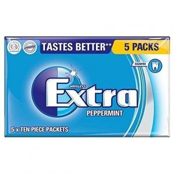 Extra chicle sin azúcar menta Wrigley 5 x 10 por paquete