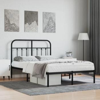 Cabecero de metal negro 120x190 cm con estructura de cama, color negro, marca Vidaxl