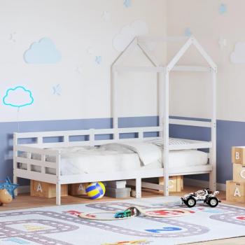 Sofá cama dormeuse con techo de madera maciza de pino blanco 80x200 cm