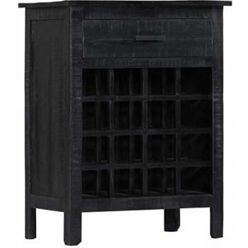 Black Solid Mango Wood Wine Rack 56x35x75 cm