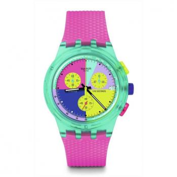 Reloj Swatch Neon Flash Arrow SUSG408, color rosa, material plástico