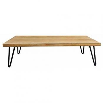 Miliboo Mesa de Centro Vibes con Tapa de Madera de Mango y Patas de Metal en Forma de Horquilla