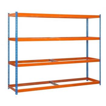 Estantería ECOFORTE 1804-4 Azul/Naranja, 2000x1800x450 mm, capacidad de carga de 400 kg, sin bandejas, con 4 alturas ajustables, ideal para almacenaje y est