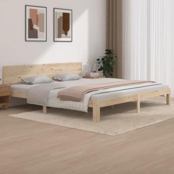 Estructura de cama de madera maciza de pino 200x200 cm