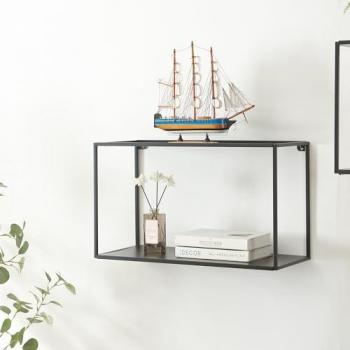 Estantería de Pared Notodden 2 Estantes Acero Negro 60x25x35cm