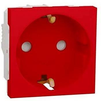 Toma schuko 2P+T, color rojo
