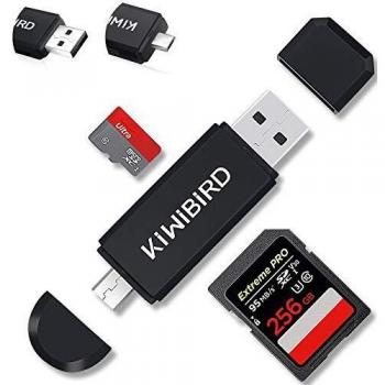 KiWiBiRD Lector Tarjeta de Memoria SD/Micro SD, Adaptador Micro USB OTG y Lector de Tarjetas USB 2.0 Computadoras de Escritorio y Portátiles/Teléfonos Inteligentes/Tabletas con Función OTG