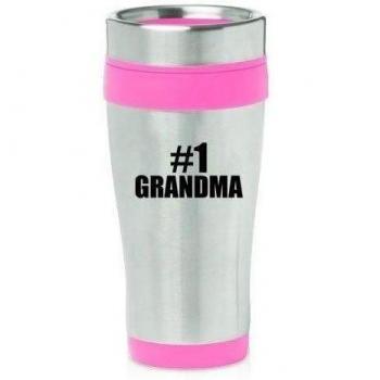 Hot Pink 16oz Insulated Stainless Steel Travel Mug Z13 #1 Grandma by MIP
