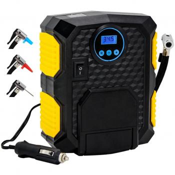 Bomba portátil de compresor de aire neumático – almondcy yy3609 portátil eléctrico automático digital Kit de compresor de aire para coche neumático, bicicletas, Motocicleta, bolas, cojín de aire incluye 3 adaptadores de boquilla y 1 fusible 