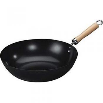 Fackelmann Wok con Mango, Acero con Recubrimiento Antiadherente, Negro y Natural, 30 cm
