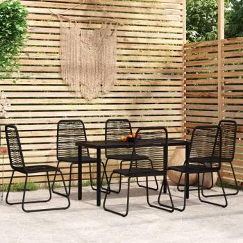 vidaXL 7-Piece Black Garden Dining Set