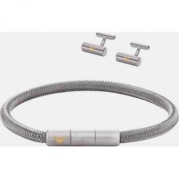 Conjunto de pulsera y gemelos de hombre de acero Emporio Armani EGS3044SET