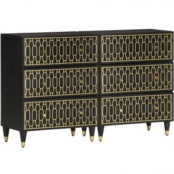 Aparador 2 piezas de madera maciza de mango 60x33x75 cm Vidaxl Negro