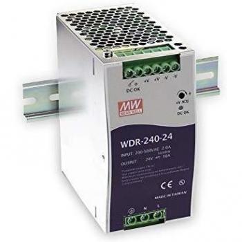 Fuente de alimentación Mean Well WDR-240-24 para riel DIN, 24 V DC, 10 A, 240 W, salida única