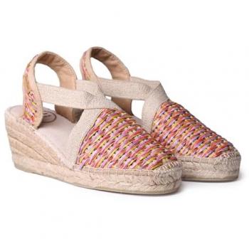 Alpargatas de cuña de mujer veganas en rafia multicolor con elásticos - Toni Pons Terra-CS