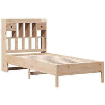 Cama con estantería sin colchón madera maciza de pino 90x190 cm