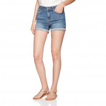 PIECES Pcfive Delly Shorts Mbld Wash, Pantalones Cortos para Mujer, Azul