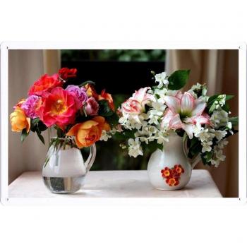 Metal cartel Cartel de chapa Hojalata sesión Flower Tin Sign Rose Lily Jasmine Flowers Jars 45242 Retro Vintage Pared Decoración by hamgaacaan