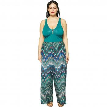 Pantalón ancho de mujer playero estampado con cintura elástica