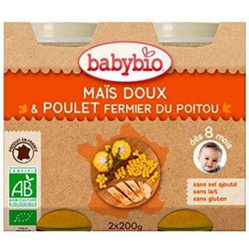 Babybio Petits pots maïs doux, poulet fermier 2x200g
