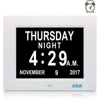 SSA Reloj digital de día calendario con gran tiempo de claridad Día y fecha de visualización, colgante de pared o escritorio / reloj de plataforma ideal para la pérdida de visión y memoria Loss.Fathers Day Gifts