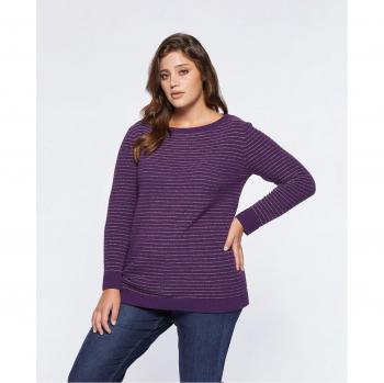 Jersey de mujer de rayas con hilo de lúrex y escote elegante