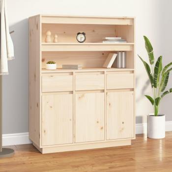 Aparador alto de madera maciza de pino 89x40x116,5 cm vidaXL Mueble de Almacenaje de Salón Buffet Armario Auxiliar Armario de Almacenamiento Marrón