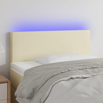 Cabecero LED en cuero sintético color crema 100x5x78/88 cm