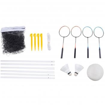 Bid Buy Direct® 2 en 1 voleibol y bádminton juego completo de 9 unidades: Red, postes, raquetas, voleibol, volantes y otros materiales. Deluxe & Portable voleibol/de bádminton Tournament Set – este juego completo tiene todo lo que necesitas para