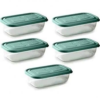 UNISHOP Set de 5 Recipientes de Plástico para Comida, Fiambreras Sin BPA, Táper Apto para Microondas, Congelador y Lavavajillas, de Colores Pastel