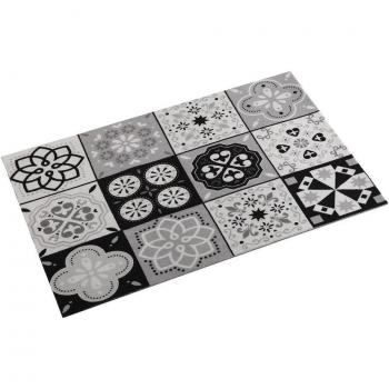 Versa Alfombra de Cocina con Diseño Mosaico en Negro - Tamaño 50 x 2 x 80 cm
