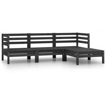 vidaXL 4 Piece Garden Lounge Set Solid Pinewood Black