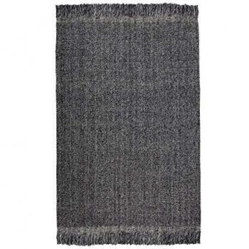 Alfombra Rectangular de Lana Gris con Flecos 160 x 230 cm