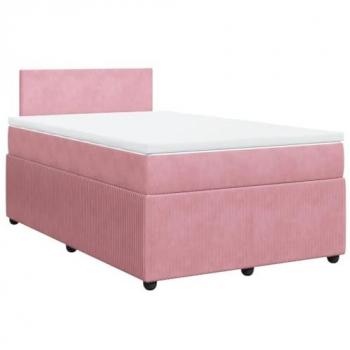 Cama box spring con colchón terciopelo rosa 120x190 cm