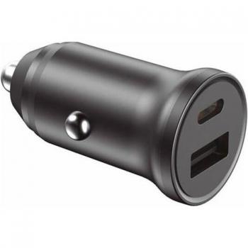 Cargador de Coche Contact 20W Quick Charge 3.0 Multipuerto USB-C y USB-A Negro