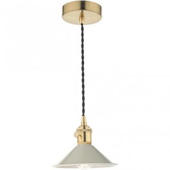 Lámpara colgante Hadano de latón natural con pantalla de cachemira, 1 bombilla, longitud de 117 cm