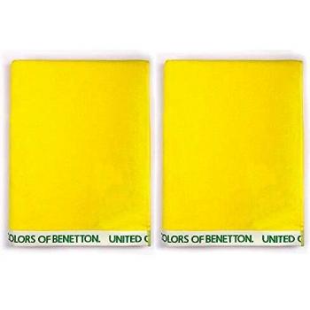 UNITED COLORS OF BENETTON, SET 2 TOALLAS DE PLAYA 90X160CM 380GSM VELOUR 100PercentALGODON AMARILLO CASA BENETTON, 90x160 c/u