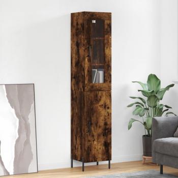 Aparador de madera contrachapada roble ahumado 34,5x34x180 cm