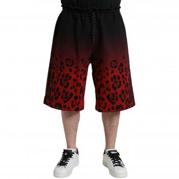 Dolce & Gabbana Red Leopard Print Cotton Bermuda Shorts - IT44 | XS